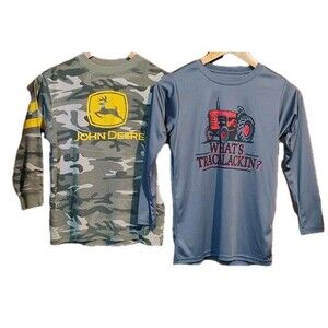 (2) Long Sleeve Boys Size Med 10-12 Shirts JOHN DEERE & LINCOLN OUTFITTERS